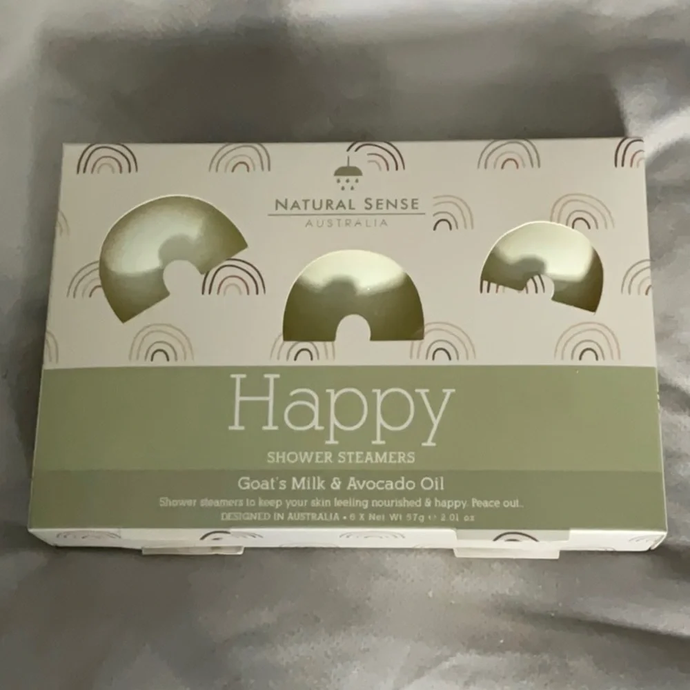 Natural Sense shower steamers. Goats milk and avocado oil. Australia.